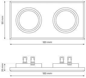 Podhľadové svietidlo Glass Square II, 1x sklenené/čierne kovové tienidlo, b