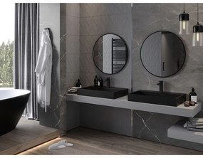 Mexen Loft, okrúhle kúpeľňové zrkadlo 75 cm, farba rámu čierna matná, 9850-075-075-000-70
