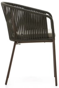 Zelená kovová/polstrovaná záhradná stolička Yanet – Kave Home