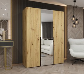 Šatníková skriňa 150 cm Alice 2 (dub artisan + čierna). Akcia -20%. Vlastná spoľahlivá doprava až k Vám domov. 1126157