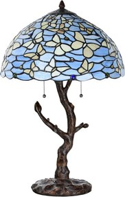 Modrá stolná lampa Tiffany Butterflies - Ø 40*60 cm E27/max 2x60W