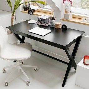 Drevený písací stôl ENSTER X 120 cm so zásuvkou, čierny