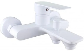 Mexen ROYO - set batérie - Vysoká umývadlová batéria + Vaňová batéria biela + Sprchová hlavica, biela, 72230-20 + 72210-20 + NLL 60AD