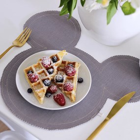 Ľanové prestieranie myš tmavosivá so zlatou 39x35cm