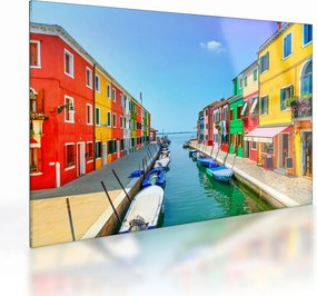 Sklenený obraz - Ostrov Burano, Benátky, Taliansko (70x50 cm)