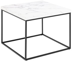 Biely konferenčný stolík s doskou v dekore mramoru 60x60 cm Barossa – Actona