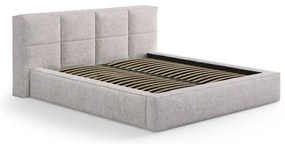 Béžová čalúnená dvojlôžková posteľ s úložným priestorom s roštom 200x200 cm Simon Darren – Micadoni