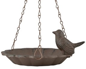 Závesné napájadlo pre vtáky Flower, 32x16 cm, liatina, hnedá