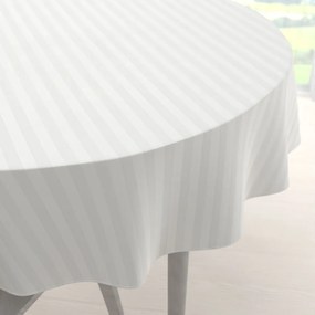Biante Veľký damaškový okrúhly obrus Atlas Grádl DM-011 Biely - pásiky 2 cm Ø 160 cm