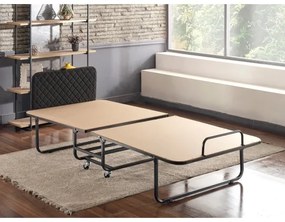 Skladacia kovová jednolôžková posteľ s matracom HERON 90x204 cm biela