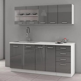 Kuchynská linka Sonia sivá/lesk 180 s doskou