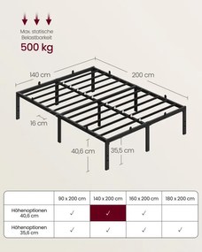 Kovová manželská posteľ 140 cm RMB154BD01