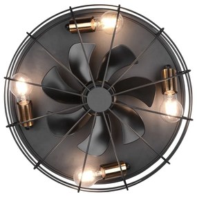 Matne čierne stropné svietidlo na diaľkové ovládanie/s ventilátorom Trondheim – Trio