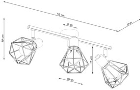 Bodové svietidlo Artemis, 3x biele Drôt || Kovené tienidlo, (môžnosť polohovania)