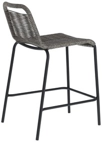 Sivá barová stolička s oceľovou konštrukciou Kave Home Glenville, výška 62 cm