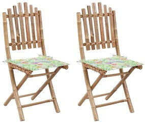 Skladacie záhradné stoličky s podložkami 2 ks bambus 3063999
