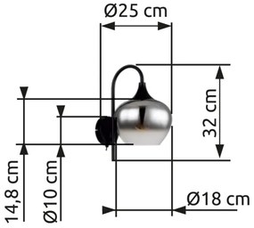 Globo 15548W - Nástenná lampa MAXY 1xE27/40W/230V čierna