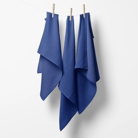 Biante Mušelínová plienka/dečka Nature MSN-051 Modrá - ZVÝHODNENÁ SADA 3 KS 70x70 cm - Sada 3 ks