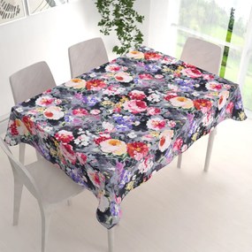Biante Dekoračný obdĺžnikový obrus PM-020 Maľované kvety na sivom 50x100 cm