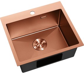 Mexen Solix, 1-komorový nerezový drez 500 x 450 mm, brúsená meď, vzor voština, 6402501000-65HC