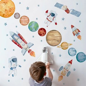 Gario Detská nálepka na stenu Solar system - planéty, astronauti, satelit a rakety Rozmery: L