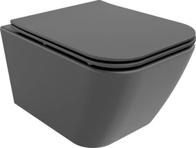 Mexen Madox, Rimless závesná wc misa 515x365x350 mm s pomaly padajúcim sedátkom SLIM z duroplastu, svetlá šedá, 30154061