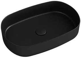 Sapho, INFINITY OVAL keramické umývadlo na dosku, 55x36 cm, matna čierna, 10NF65055-2N