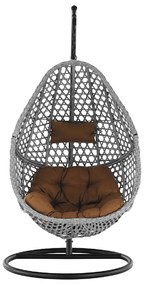 Závesné hojdacie kreslo Neul - sivá / čierna / hnedá