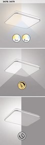 RABALUX Prisadené stropné LED svetlo na ďalej. ovládanie LINDEN, 72W, 50x50cm, hranaté, chrómované