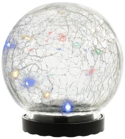 Solárne osvetlenie sklenená guľa 10 LED, viacfarebná, 11 cm