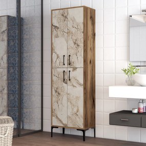 Úložná skrinka Berlin A - Walnut, White Marble