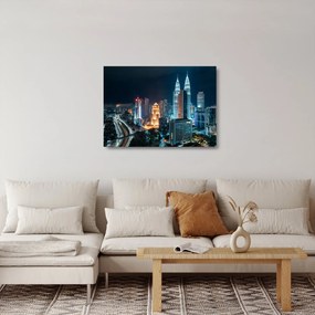Sklenený obraz - Noc v Kuala Lumpur (70x50 cm)