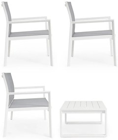 Biela hliníková záhradná lounge súprava pre 4 Kallen – Bizzotto