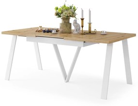 AVERY Dub Artisan / biela spodná časť - LOFTOVÝ / PRIEMYSELNÝ STÔL DO OBÝVAČKY/ JEDÁLNE ROZKLADACÍ DO 330 cm!