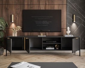 TV STOLÍK LOREEN TMAVOŠEDÝ + ZLATÝ NA NOŽIČKÁCH 203 cm