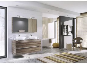 Kúpeľňový nábytkový set Pulse 90 cm s umývadlom dub Nebraska a zrkadlom s LED osvetlením