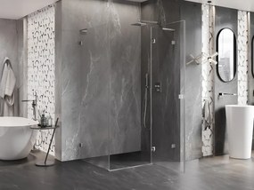 Mexen Lunar L, 1-krídlový sprchový kút, pravý, 100 x 80 cm, 8mm číre sklo, brúsená oceľ profil, 834L-100-080-97-00-P