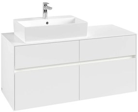 VILLEROY &amp; BOCH Collaro závesná skrinka pod umývadlo na dosku (umývadlo vľavo), 4 zásuvky, s LED osvetlením, 1200 x 500 x 548 mm, White Matt, C129B0MS