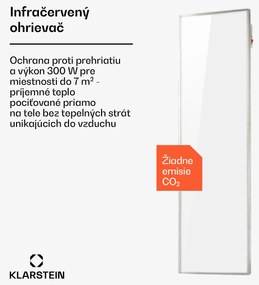 Klarstein Wonderwall 300 Smart, infračervený ohrievač, 30 x 100 cm, 300 W, týždenný časovač, IP24, biely