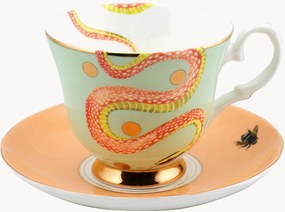 Šálka na čaj's podšálkou z jemného kostného porcelánu Snakey