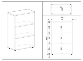 Stredná skriňa SimpleOffice 80 x 40 x 120 cm, breza