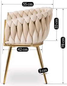 Tkaná zamatová stolička CAPI Cream