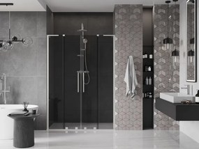 Mexen Velar L Duo, posuvné sprchové dvere do otvoru 150 cm, 8mm šedé sklo, brúsená oceľ, 871-150-003-42-97