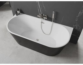 Mexen Oval, voľne stojaca nástenná vaňa 180 x 80 cm, biela-čierna, brúsená oceľ prepad, 52671808075-97