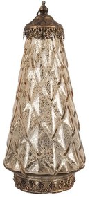 Béžová sklenená svietiaca LED lampáš Balli - Ø 13*28 cm