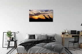 Obraz canvas Žirafy strom mraky 125x50 cm