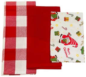 Bavlnené utierky na riad  Vianočné Christmas červená  45x70cm 3ks TiaHome
