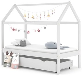 Detský posteľný rám so zásuvkou biely 80x160 cm borovica