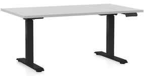 Výškovo nastaviteľný stôl OfficeTech D, 120 x 80 cm, čierna podnož, svetlo sivá