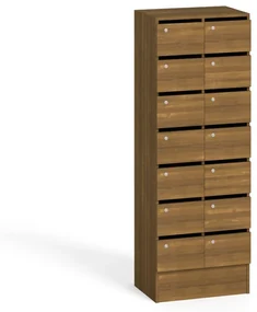 Skriňa s poštovými priehradkami, 14 priehradiek, orech